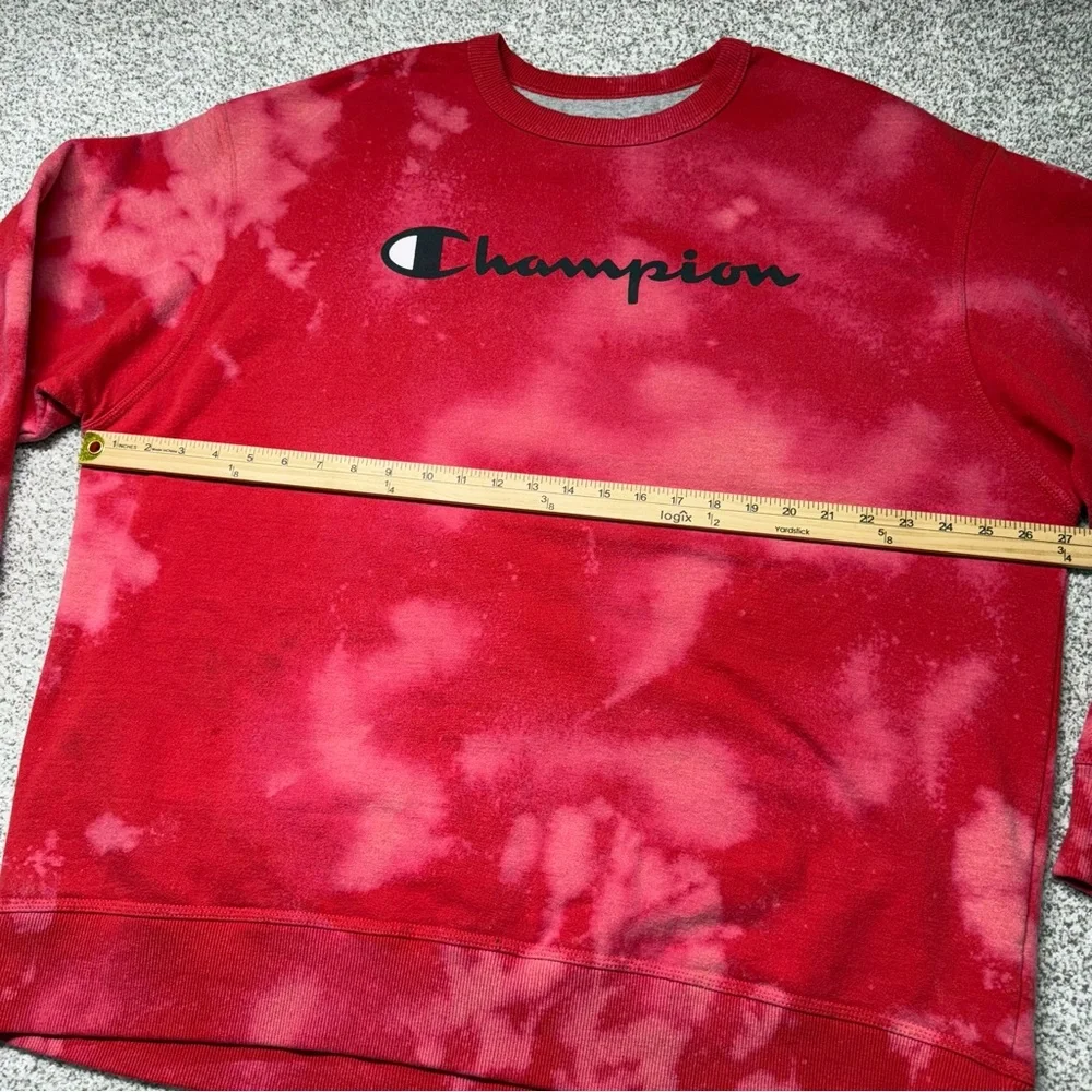 Men’s Champion Red Reverse Weave Tie-Dye Crewneck Fleece Lined Sweater Size‎ 2XL